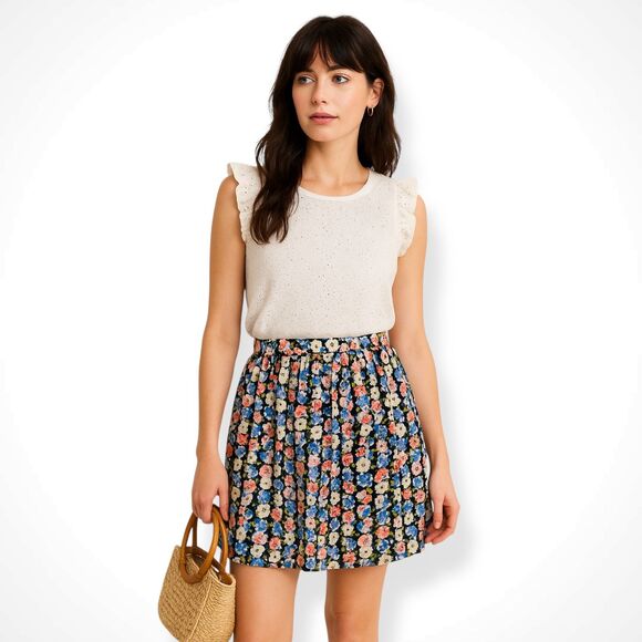J. Crew Floral Pleated Chiffon A-Line Skirt - Picture 1 of 11